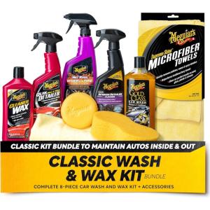 imageMeguiars Car Cleaning Kit with Car Wash Soap Wax Microfiber Towels and More Car Cleaning ProductsKit  Supreme Shine Towels