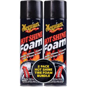 imageMeguiars G13919 Hot Shine Tire Foam Aerosol Tire Shine for Glossy Rich Black Tires  19 Oz Spray Can Pack of 2Hot Shine Foam 2 Pack