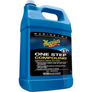 imageMeguiars M6732 MarineRV One Step Compound Remove Oxidation Stains Scratches and Water Spots Restore The Color and Shine of Fiberglass Gel Coat Finishes 32 Oz BottleOneStep Compound 128 Oz