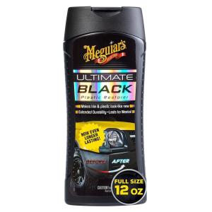 imageMeguiars Ultimate Black Plastic Restorer Durable Car Restorer That Gives New Life to Exterior Black Plastic Vinyl and Rubber Trim 12 Oz BottleUltimate Black Plastic Restorer