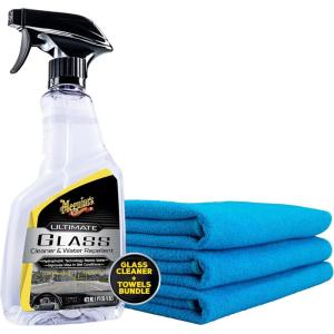 imageMeguiars Ultimate Glass Cleaner ampamp Water Repellent and X190300 Perfect Clarity Glass Towels Bundle