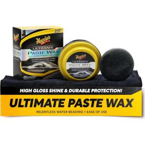 imageMeguiars Ultimate Paste Wax  Premium Car Wax for a Deep Reflective Shine Gloss with LongLasting Protection  Easy to Apply and Remove Microfiber Towel and Applicator Included 8 Oz Paste8 Ounce Pack of 1