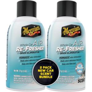 imageMeguiars Whole Car Air Refresher Odor Eliminator Spray Eliminates Strong Vehicle Odors New Car Scent  2 Oz Spray Bottle Pack of 2