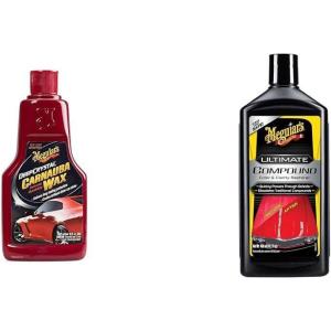 imageMeguiars Deep Crystal Carnauba Wax 16 Oz and Ultimate Compound 152 Oz Scratch Remover Car Paint Care Bundle
