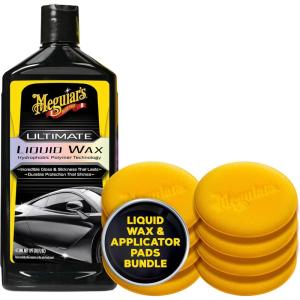 imageMeguiars Ultimate Liquid Wax  Supreme Shine 4quot Foam Applicator Pads Bundle  16 Oz Bottle  4 Pack