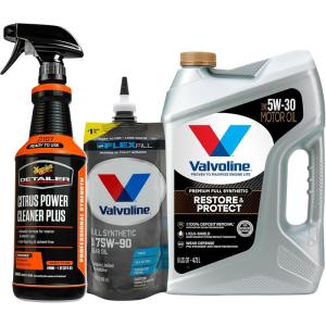 imageValvoline x Meguiars Ultimate Engine Care Bundle with Restore ampamp Protect Full Synthetic 5W30 Motor Oil  FlexFill Full Synthetic SAE 75W90 Gear Oil and Meguiars Citrus Power Cleaner Plus Degreaser