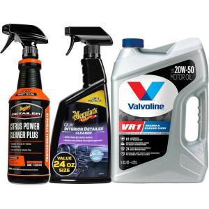 imageValvoline x Meguiars Winning in Style Bundle with VR1 Racing SAE 20W50 Motor Oil and Meguiars Interior Detailer and Degreaser for Unbeatable Protection Inside and Out