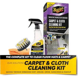 imageMeguiars Carpet ampamp Cloth Kit  This Car Care Kit Includes a Premium Fabric ampamp Carpet Cleaner and Accessories  A Plush Microfiber Towel and 4 Drill Brush Attachment to Thoroughly Clean Interiors Kit