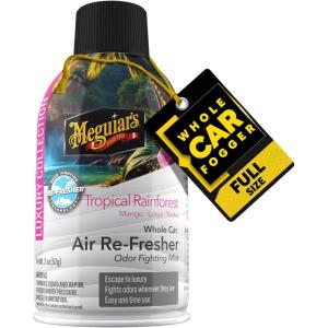 imageMeguiars Car Air Refresher Odor Fighting Mist  Tropical Rainforest LongLasting Car Freshener Fights Strong ampamp Unwanted Smells Renewing Interiors with a Luxurious ampamp Refreshing Scent 2 oz Aerosol